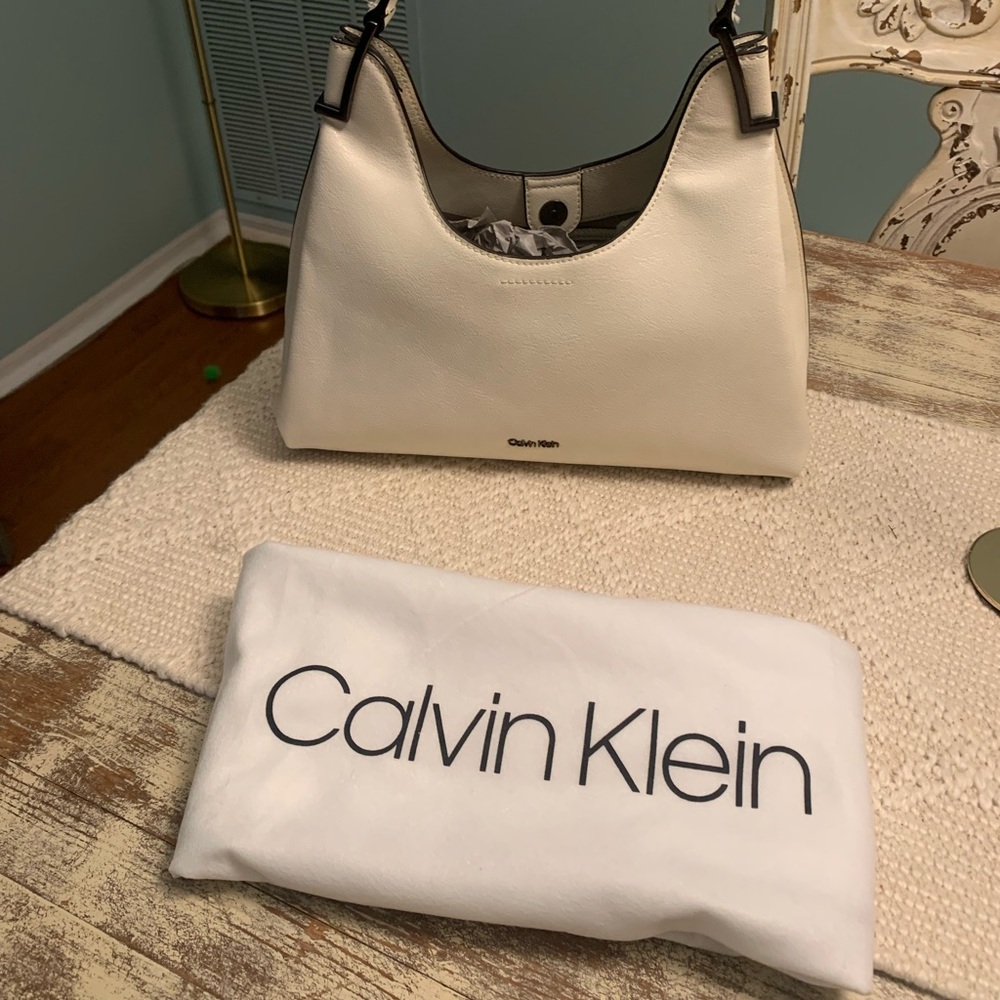 Calvin Klein Cream Leather Tote
